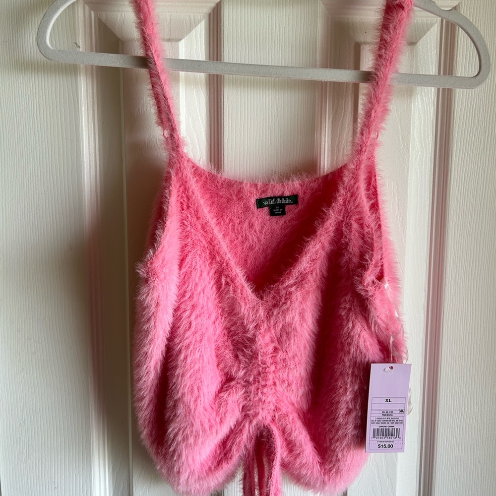 Pink furry tank